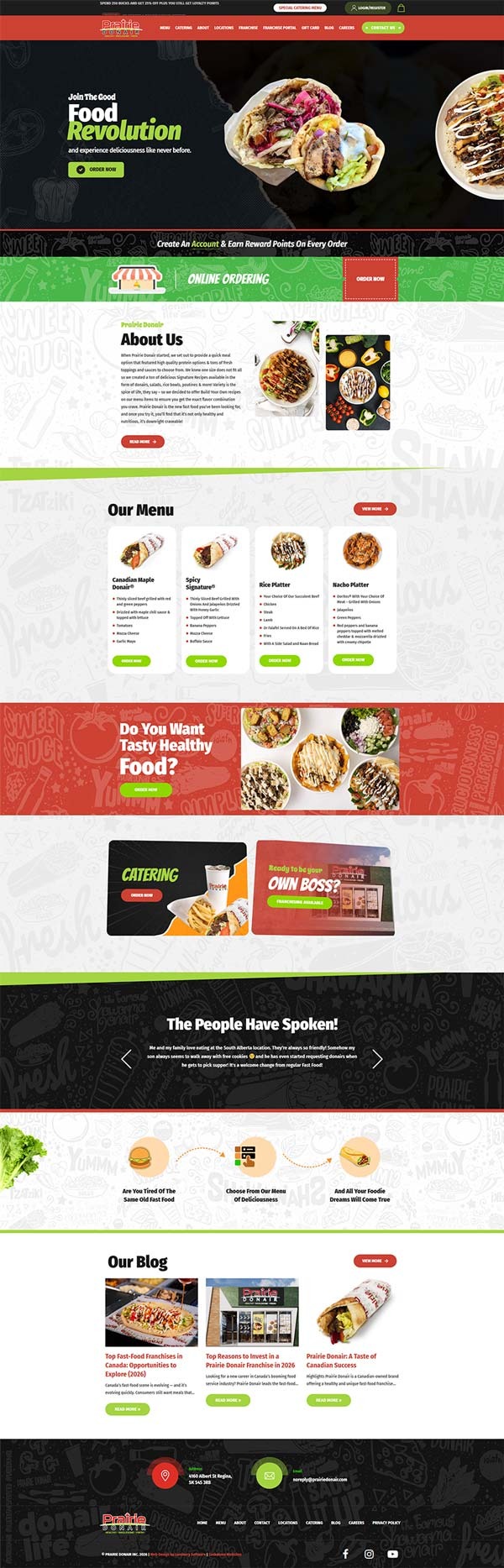 Prairie Donair Website Home Page designed by Luminary Software